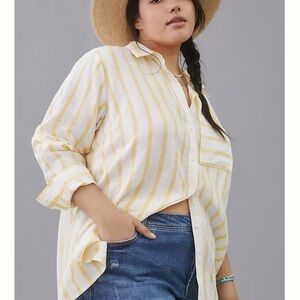 NWOT Anthropologie The Bennet Buttondown Shirt by Maeve Linen Edition | XL